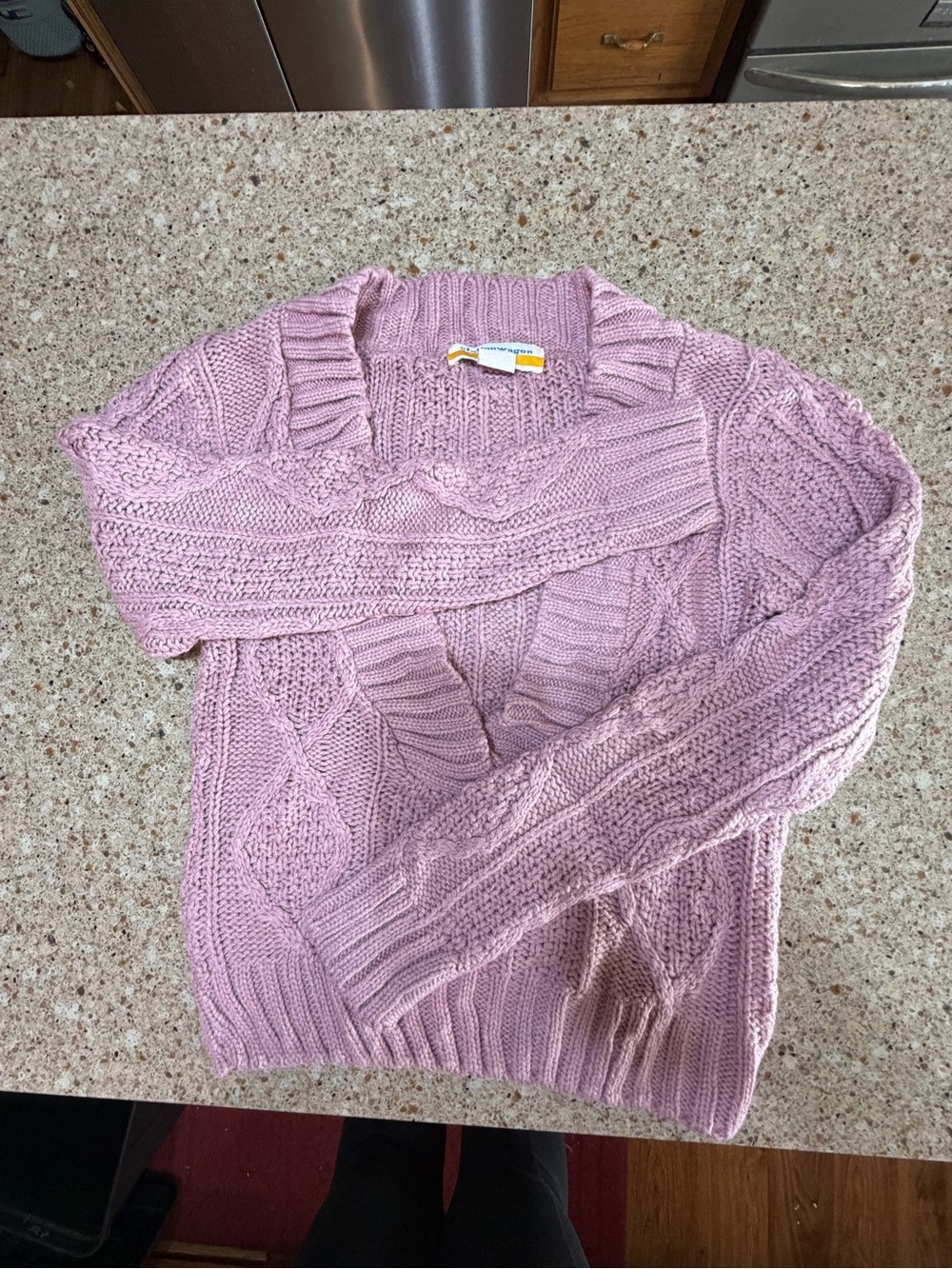 Cozy V-Neck Cable Knit Sweater in Light Pink